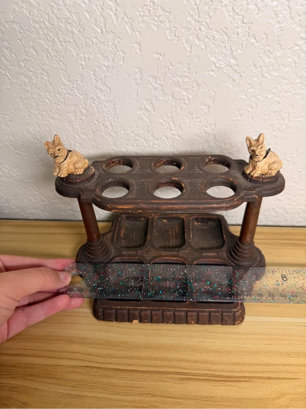 Vintage MCM Syroco Wood Pipe Cigar Holder Scottish Terrier Westie Dogs EUC